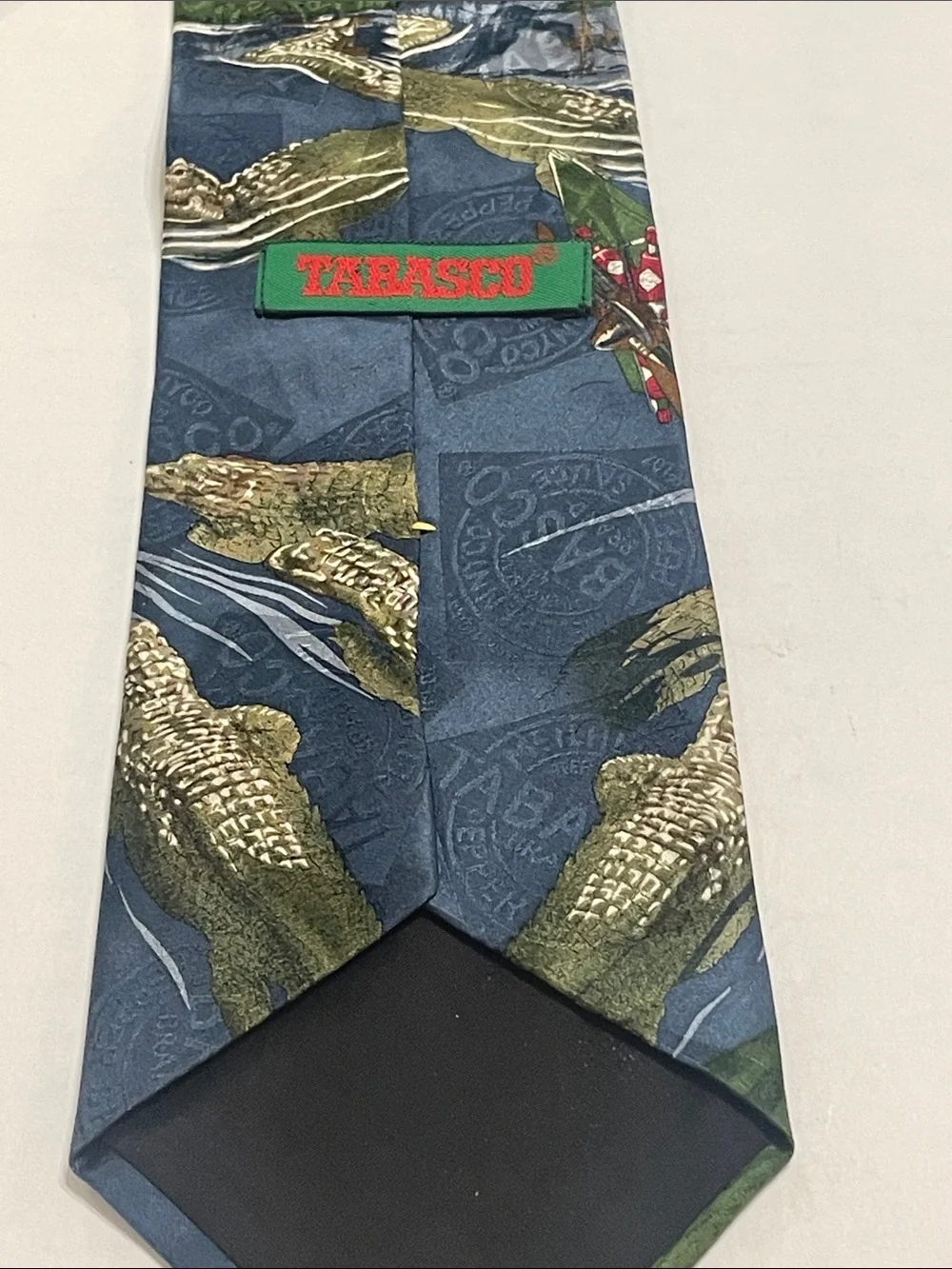 Tabasco Pepper Sauce Mens Silk Tie Alligators Swamp Black Navy Red Green.
